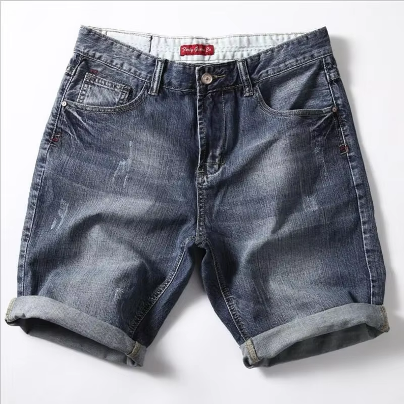 Short en jean gris pour homme, pantalon en coton de bonne qualité, longueur aux genoux, grande taille 42, nouvelle collection été