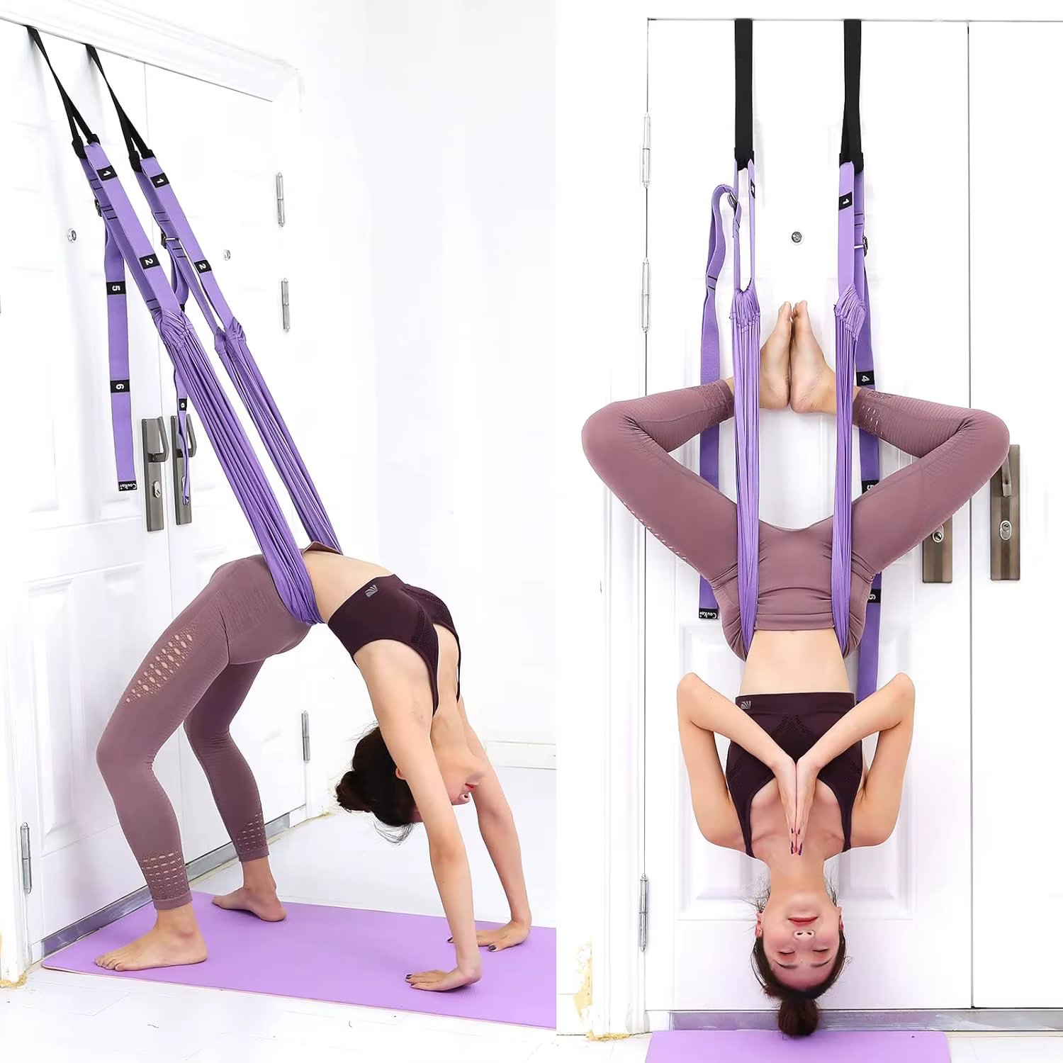 Sangle d'étirement de jambe, équipement d'étirement avec ancre de porte, entraîneur de flexibilité, aide à la courbure pour la danse, Yoga aérien, jambe de Ballet