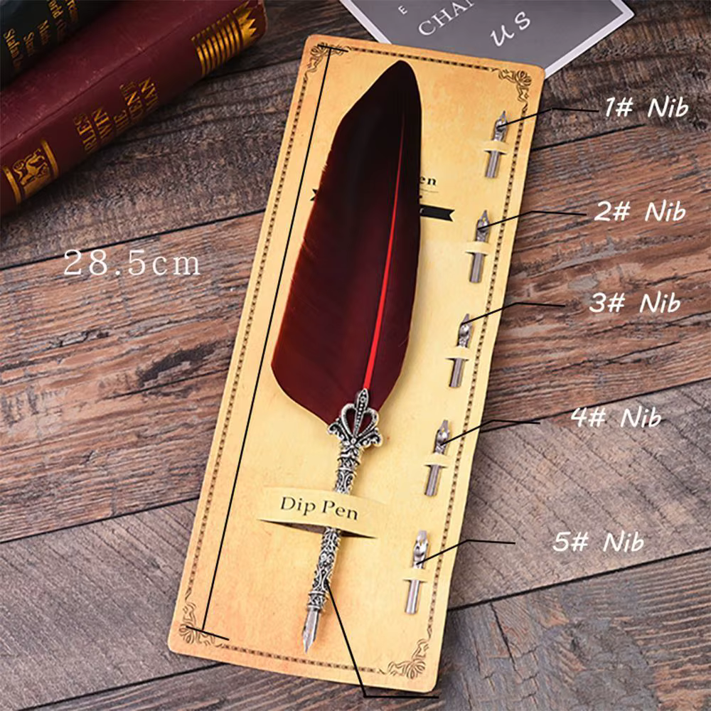 Stylo plume vintage à pointe oblique pour calligraphie, style chancellerie anglaise, avec plume d'oie pour écriture