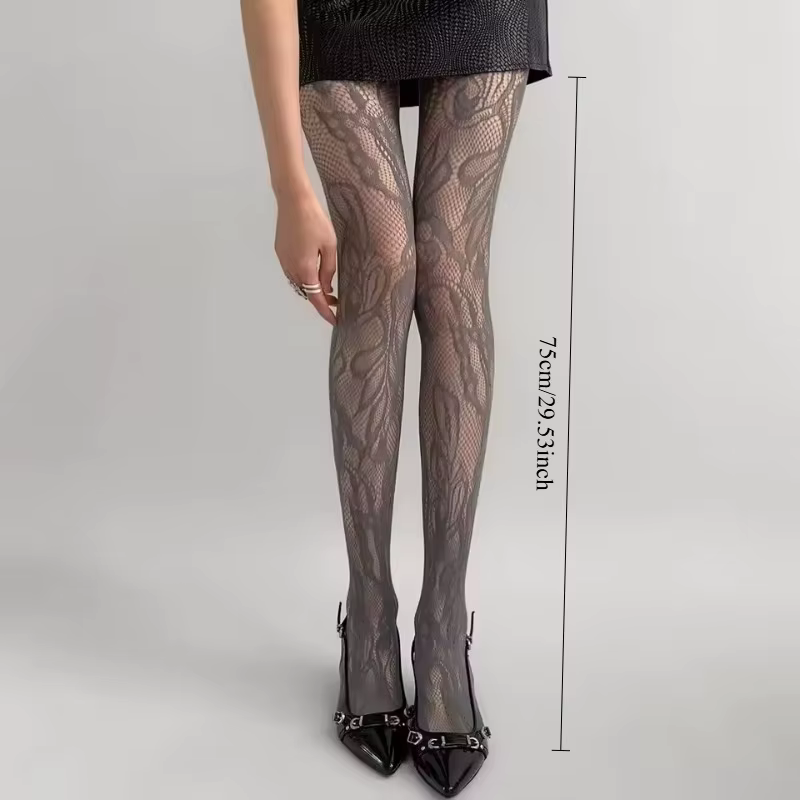 1/2 Pcs Collants en dentelle française ajourée à motif floral
