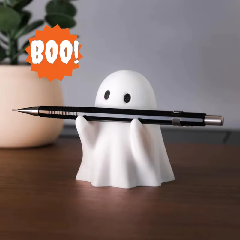 Porte-stylo fantôme - Rangement de bureau en plastique mignon, idéal pour le bureau et la maison, cadeau créatif décoratif d'Halloween, accessoire de papeterie amusant