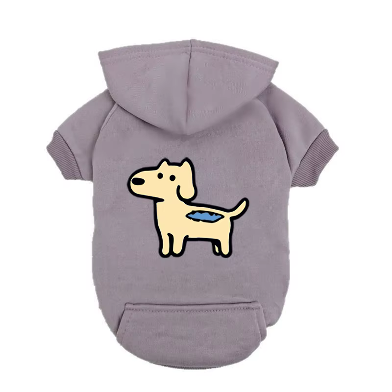 Sweat à capuche marron pour chien – Design de dessin animé pour chiot fantaisiste – Vêtements pour animaux de compagnie en polaire douce pour petites races – Confortable et élégant