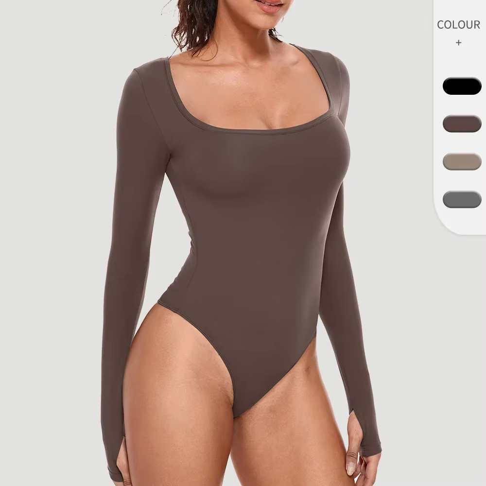 Femme une pièce Body à manches longues sans couture corps Shaper gaine ventre plat Shapewear