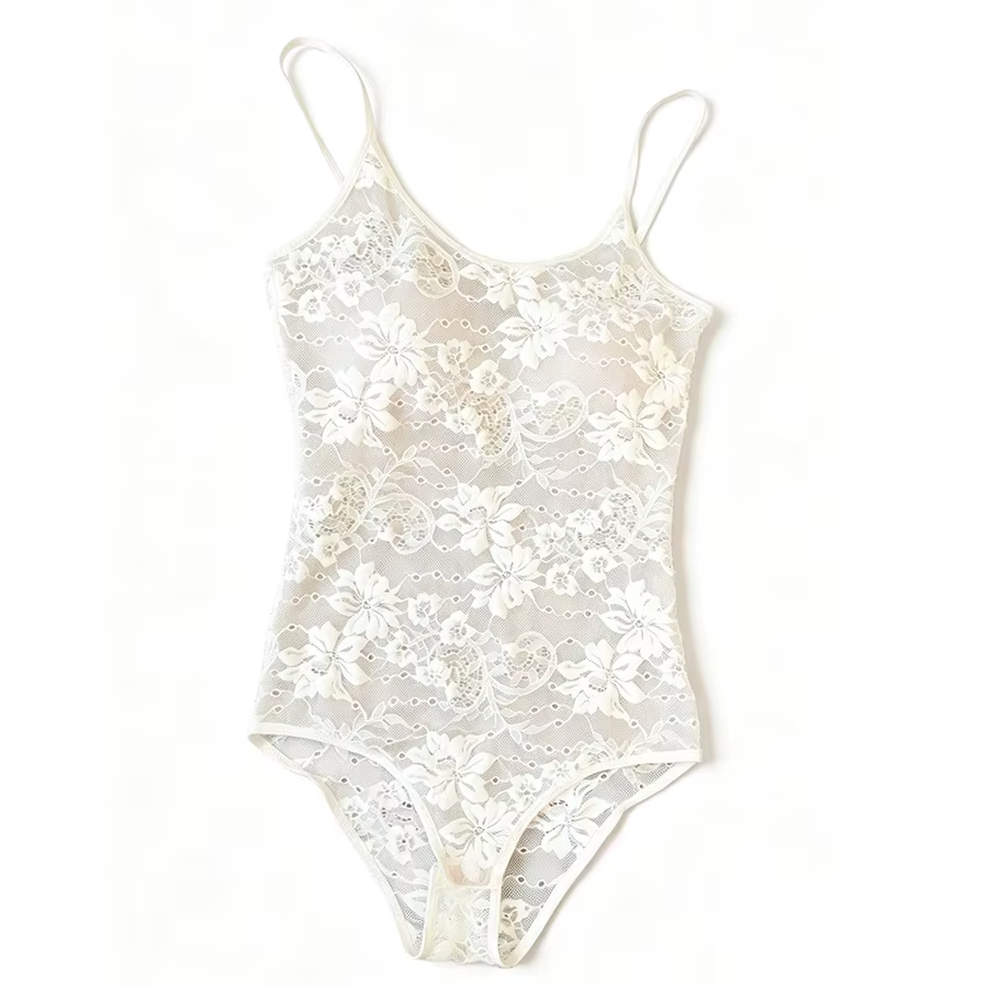 Body en dentelle transparente pour femme