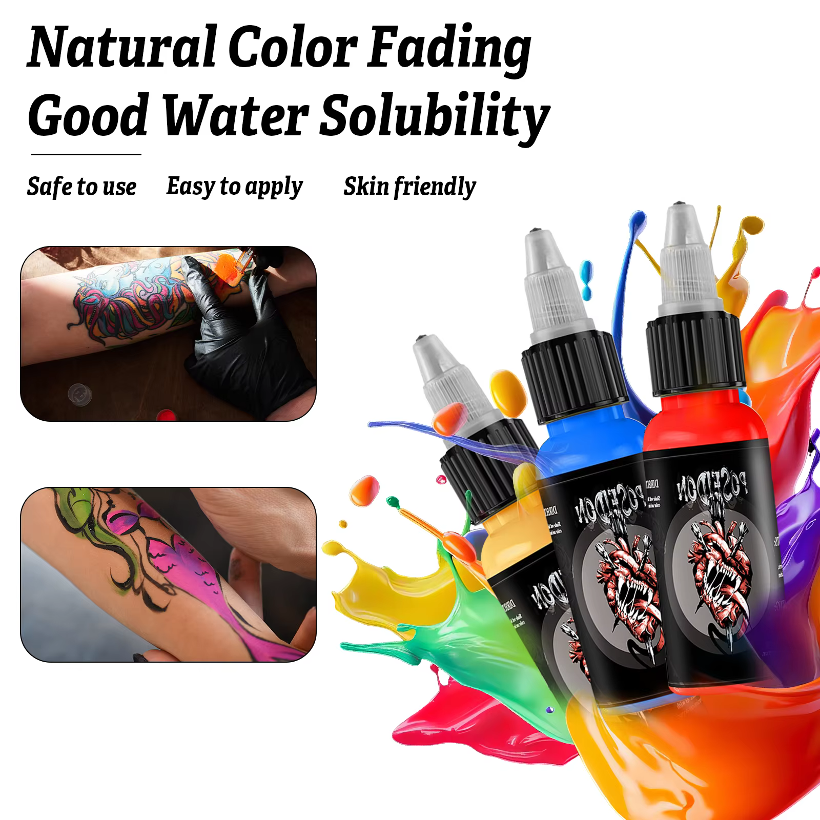 POSEIDON 30ML 5 couleurs encre de tatouage professionnel bricolage Pigment de tatouage Permanent Art corporel Pigment encre de tatouage fournitures de tatouage