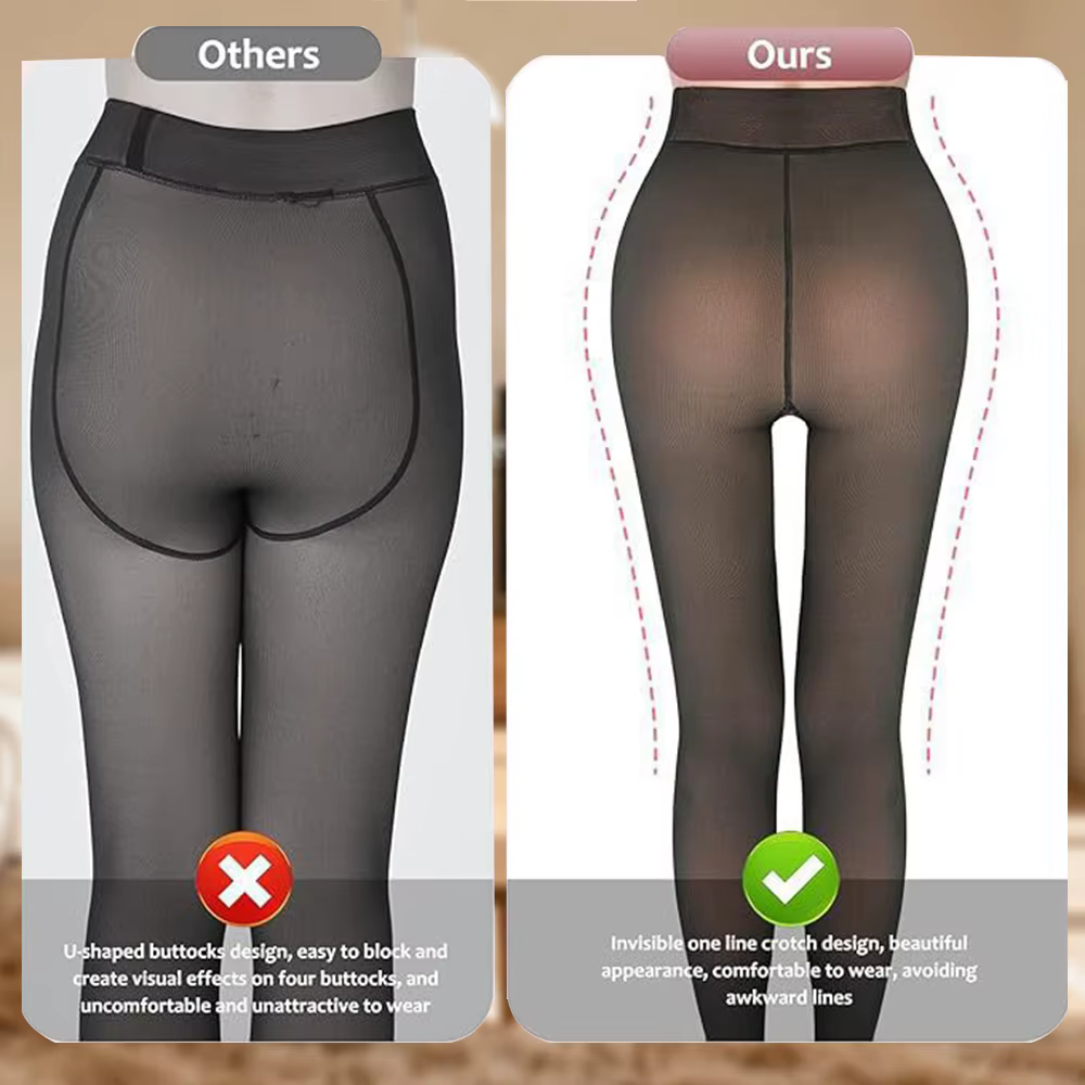 Collants noirs doublés en polaire pour femmes