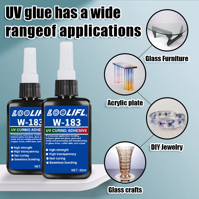 Haute colle UV transparente, imperméable à l'eau, durcissement liquide adhésif UV renforcé pour la fabrication artisanale, modèle de colle diy. (envoi de lampes UV)