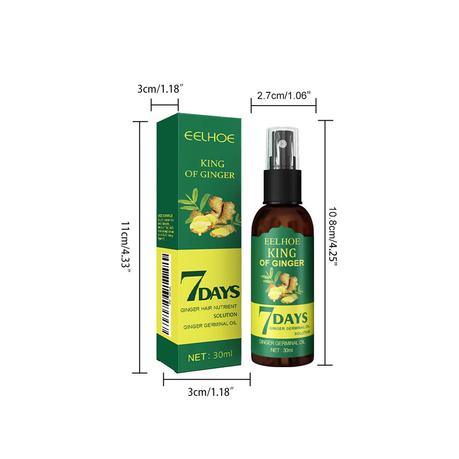 Sérum de croissance des cheveux au gingembre, prévient la perte de cheveux, traitement du cuir chevelu, cheveux plus épais et plus longs pour accélérer la croissance, huile de Massage