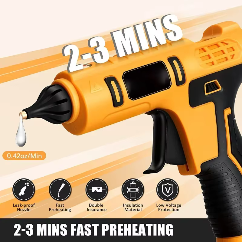 Pistolet à colle chaude électrique portatif sans fil, réparation de pistolet à Air chaud de soudage thermofusible, buse Anti-brûlure avec 10 bâtons pour batterie Dewalt