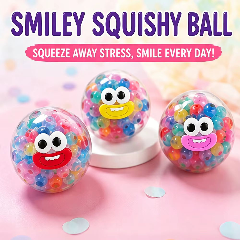 Squishy Kawaii Planète Galaxie Emoji, Rempli de Billes Éclatantes, Doux à Presser, Anti-Stress, Décoration Esthétique pour Chambre et Bureau, Ornement, Cadeau