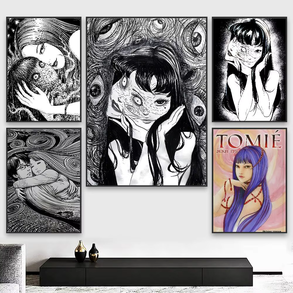 J-junji Ito t-tomies affiche rétro HD art mur collant étanche maison salon chambre décoration esthétique