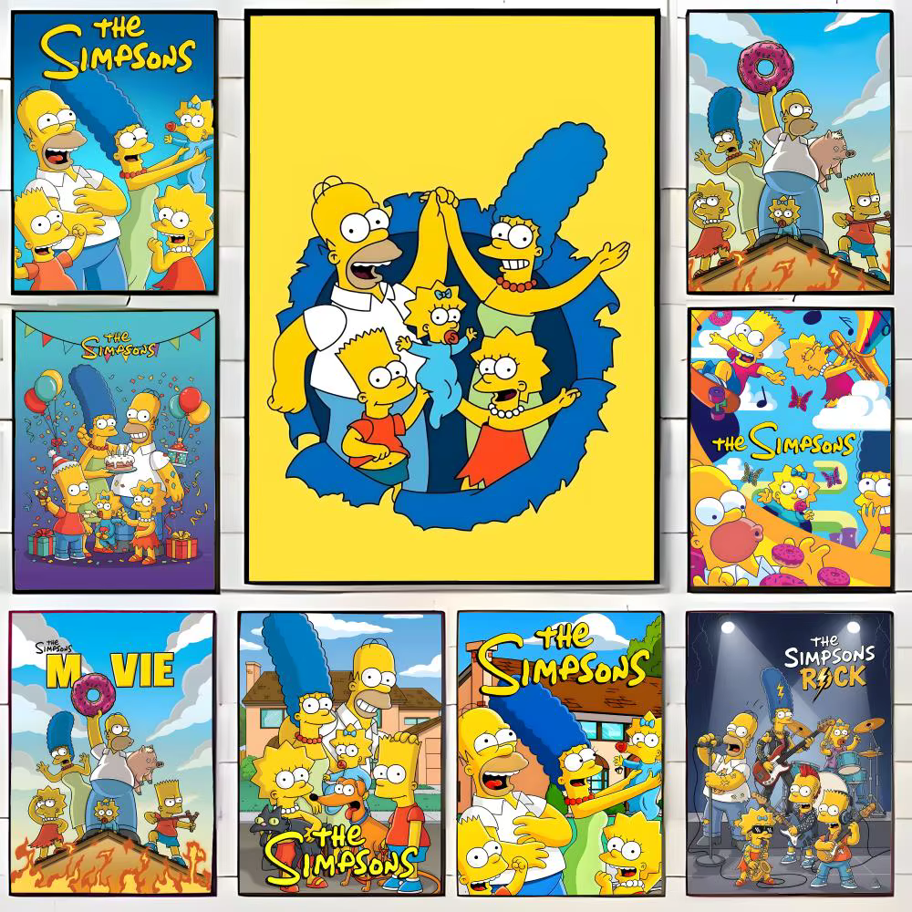 Affiche d'art mural de dessin animé The S-Simpsons, impression d'affiche décorative, décoration murale, décoration de la maison, cadeau, sans cadre