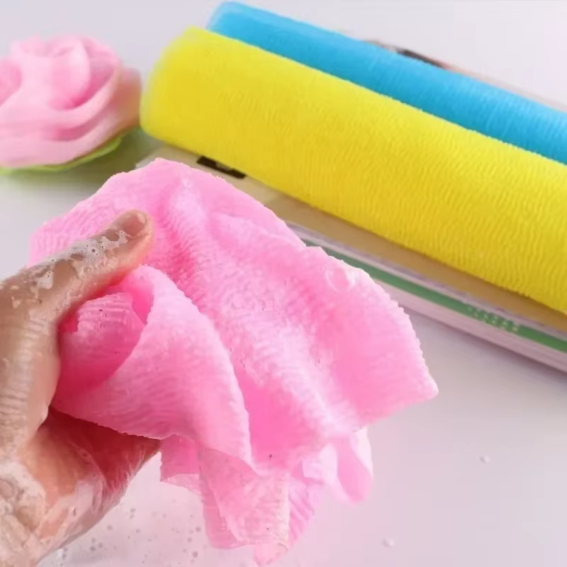 Lingette exfoliante pour la beauté de la peau, Gant de toilette japonais, Serviette de bain en nylon, Serviette polissante pour la peau, Éponge exfoliante pour le dos