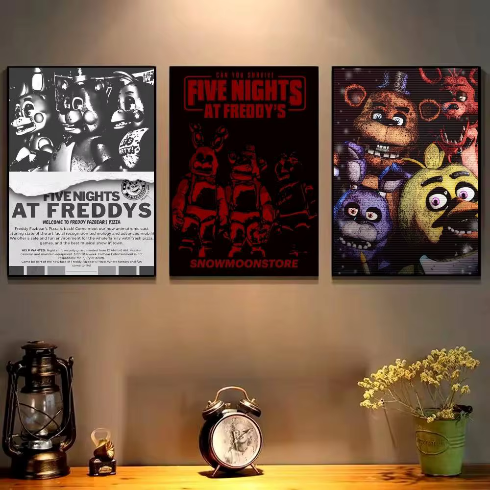 1pc Game Fnaf Five-nights-At-Freddys Classic Posters Fancy Wall Sticker for Living Room Bar Decoration Wall Decor