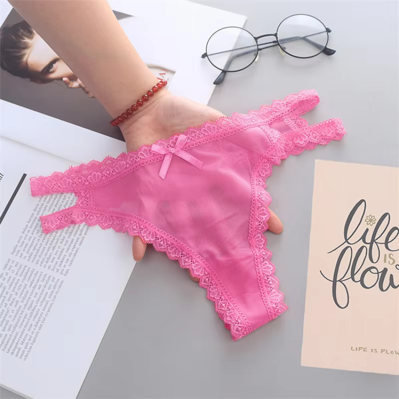 Culotte fine d'été Sexy ajourée en dentelle pour femmes, sous-vêtements sans couture, taille basse, Lingerie, string, respirant, confortable, slip pour dames