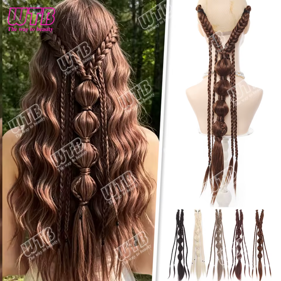 WTB Perruque tressée synthétique avec clip BB, élégante et délicate, idéale pour les mariages, les fêtes et le quotidien des femmes