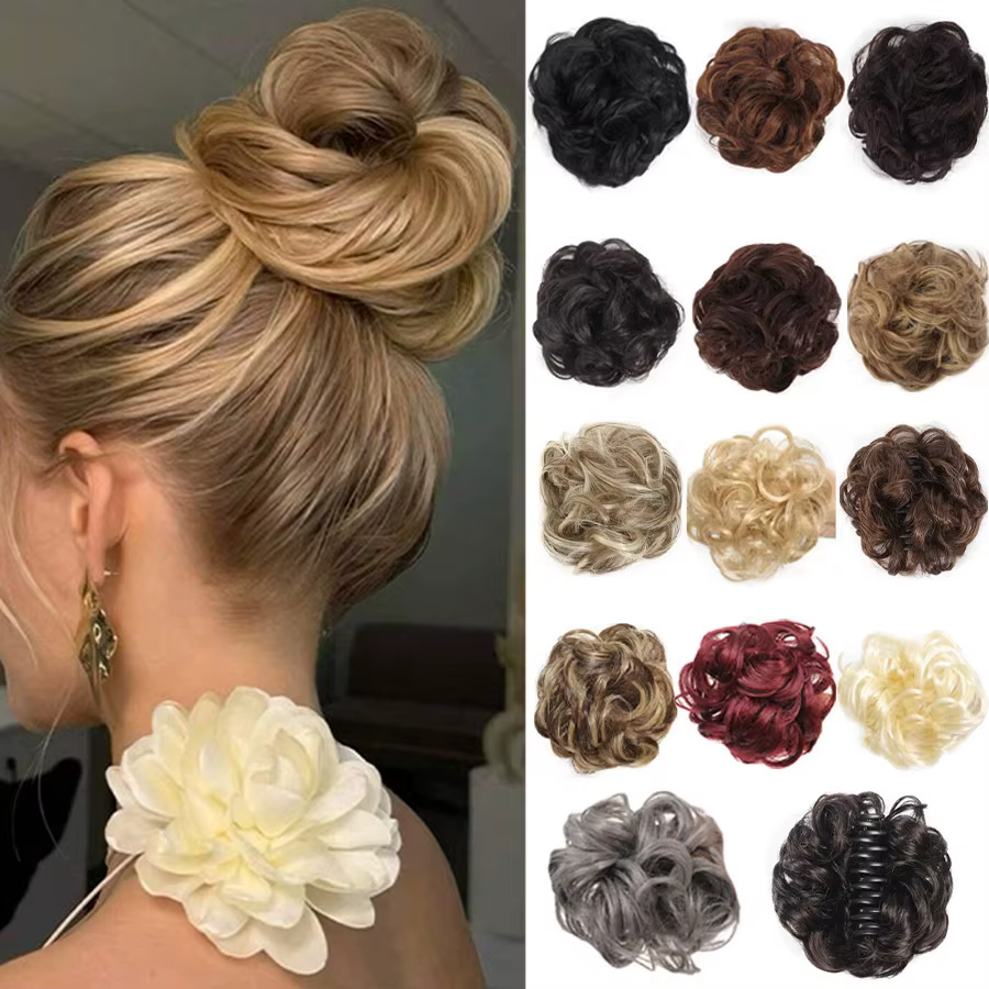 Perruque synthétique tressée bouclée et volumineuse, style chignon désordonné, idéale pour le quotidien, les mariages et les fêtes féminines