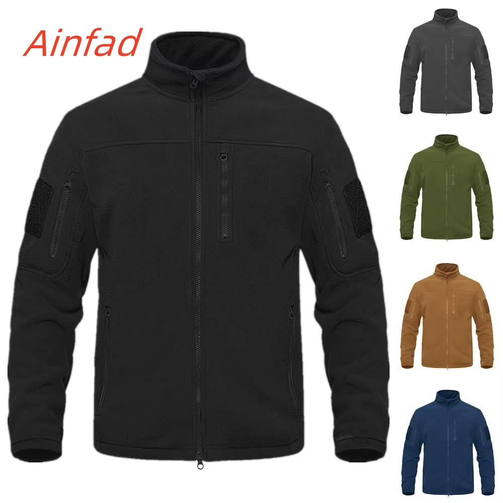 Veste polaire thermique mi-longue pour homme à col montant, idéale pour la chasse en automne et en hiver