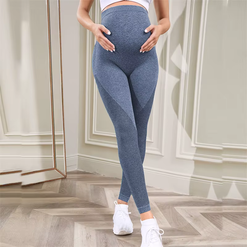Femmes enceintes Leggings pantalons longs maternité sport gymnase taille haute pantalon ventre soutien maigre