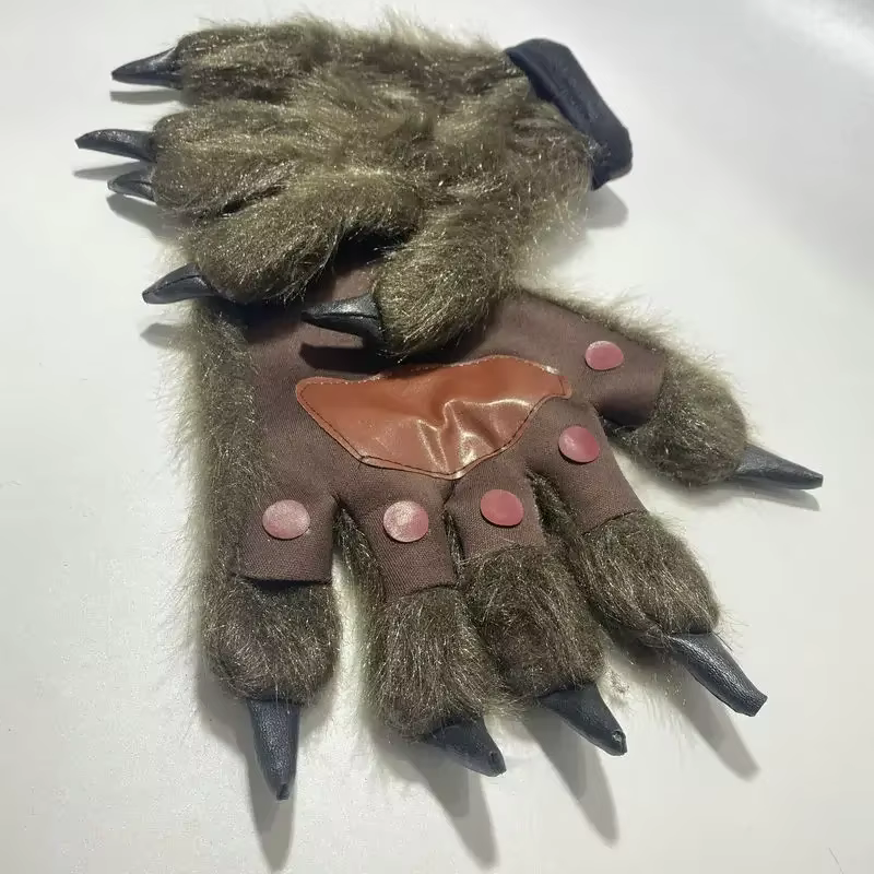 Gants de loup-garou avec mains poilues, accessoires de performance sur scène, vêtements de maquillage, décoration d'Halloween, cosplay