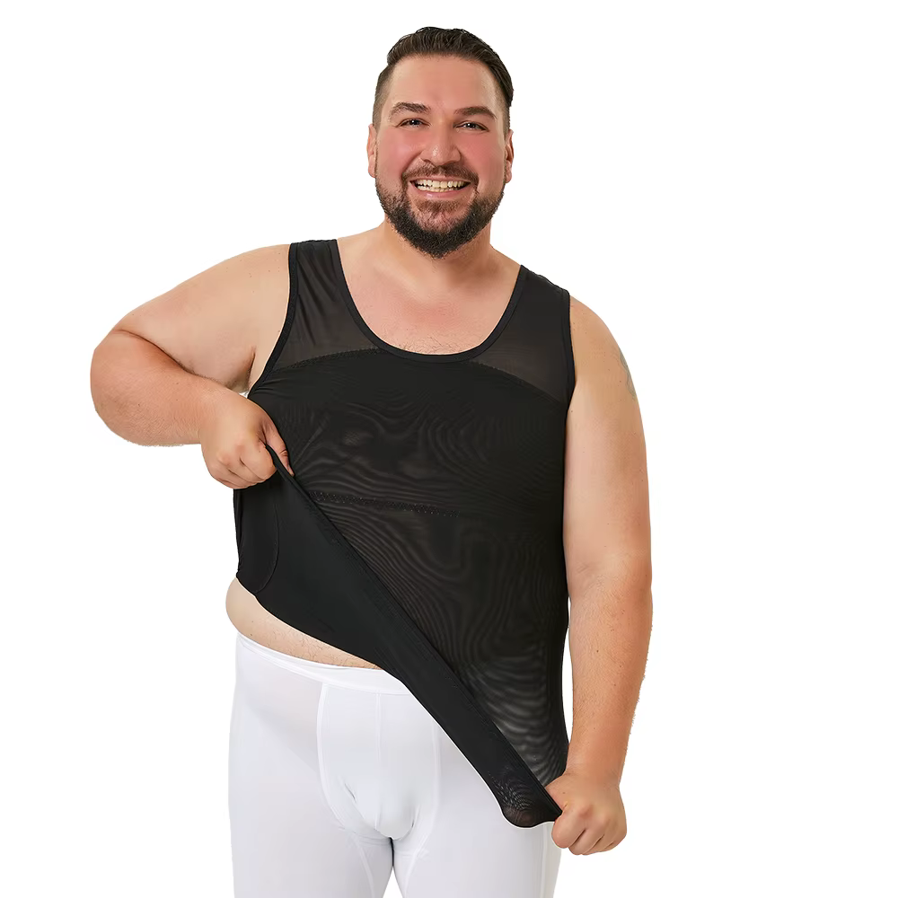 Hommes corps Shaper poitrine mince débardeur cacher gynécologie Compression chemise