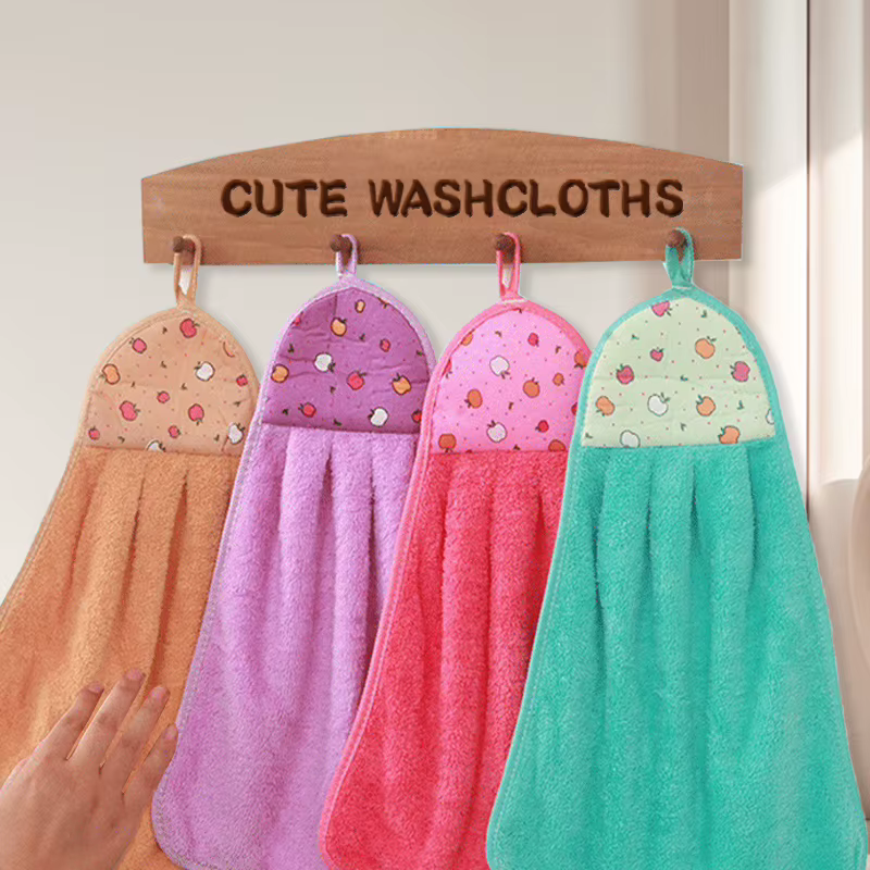 4 petites serviettes de toilette pour la cuisine et la salle de bain, en velours corail, douces, à séchage rapide, absorbantes, chiffons de nettoyage, serviette de sauna en tissu éponge pour la maison