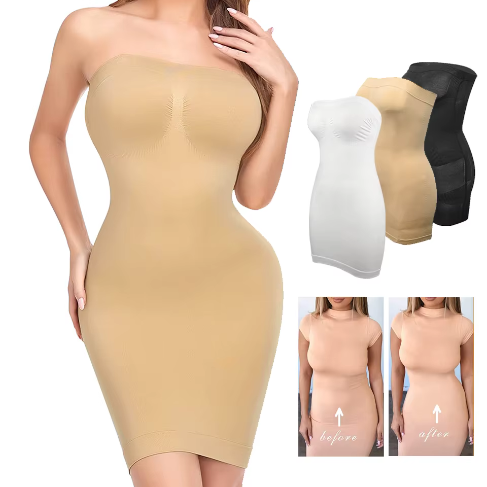 Sous-robe gainante sans bretelles pour femme