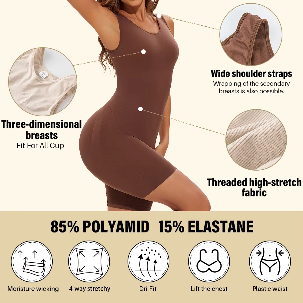 POKARLA Combinaison sculptante sexy à couvrance intégrale