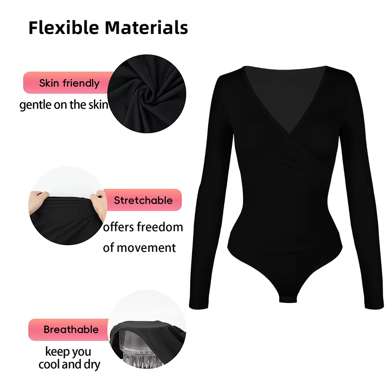 Vêtements modelants à manches longues pour femmes