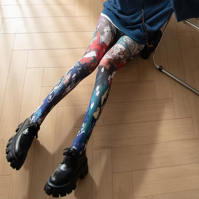 Collants imprimés rétro pour femmes