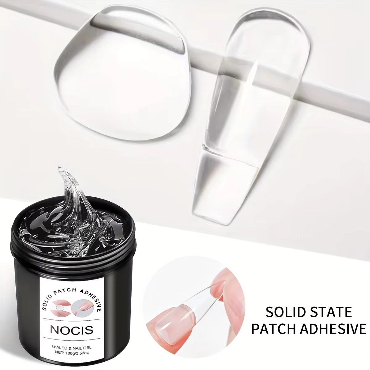 Gel adhésif solide pour ongles, 100g, colle longue durée, renforce et extension des ongles, aucun dommage aux ongles, finition brillante