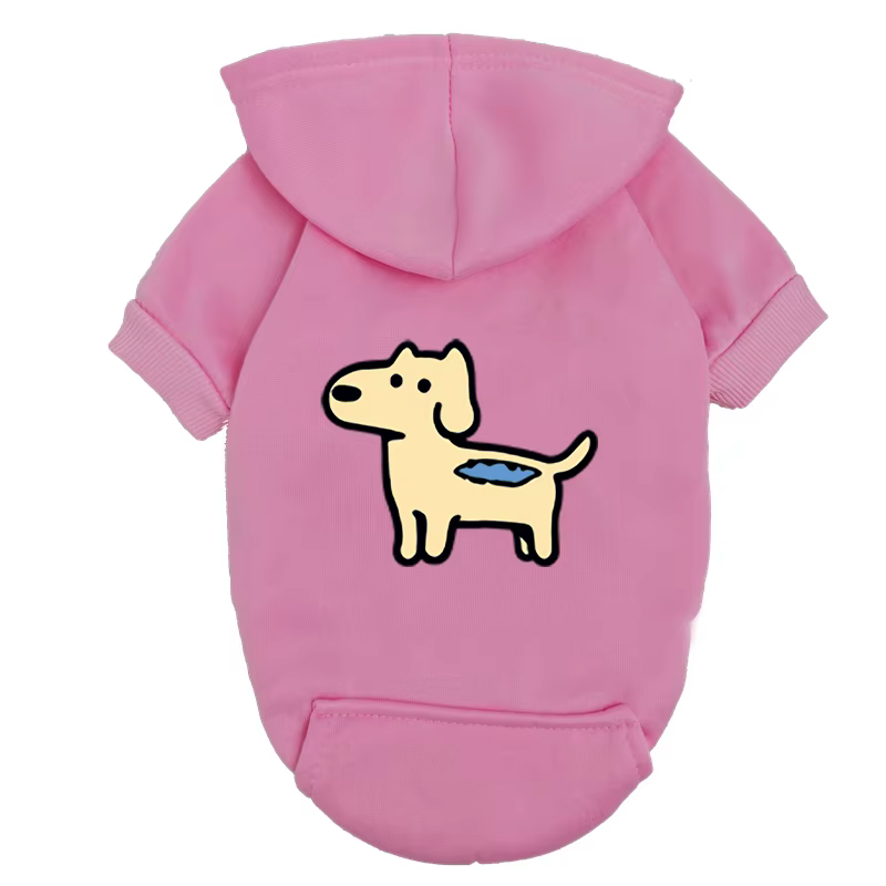 Sweat à capuche marron pour chien – Design de dessin animé pour chiot fantaisiste – Vêtements pour animaux de compagnie en polaire douce pour petites races – Confortable et élégant
