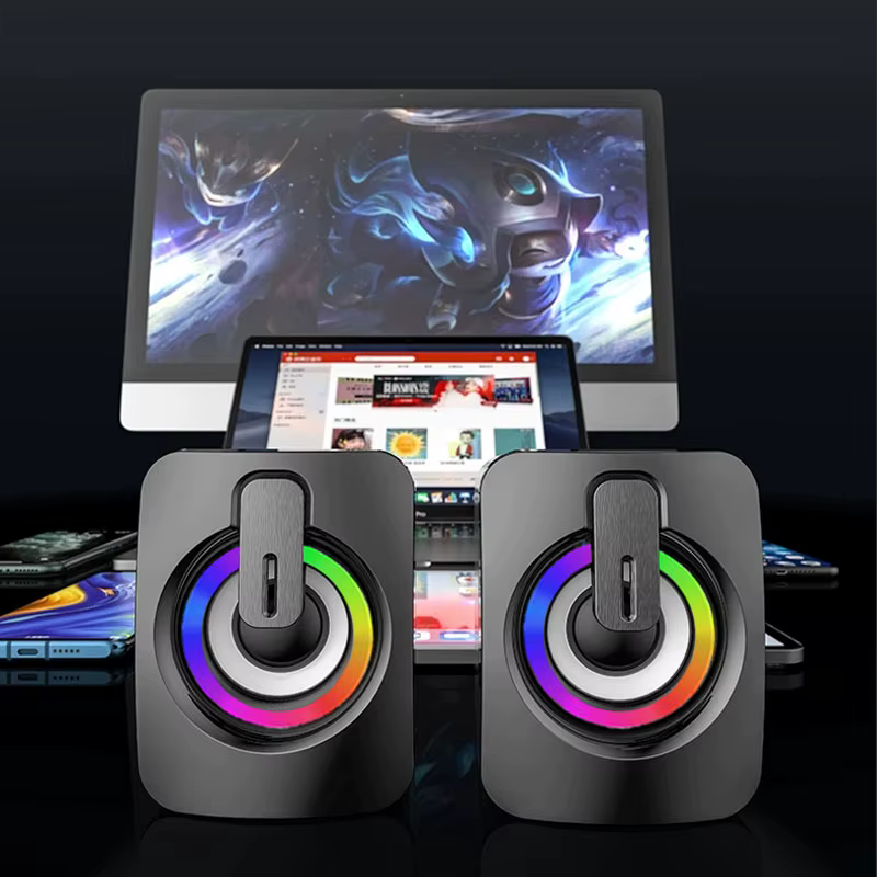 Hautréusd'ordinateur avec lumière LED pour ordinateur de bureau, boîte de son PC, microphone stéréo HIFI, USB filaire, Caixa De Som