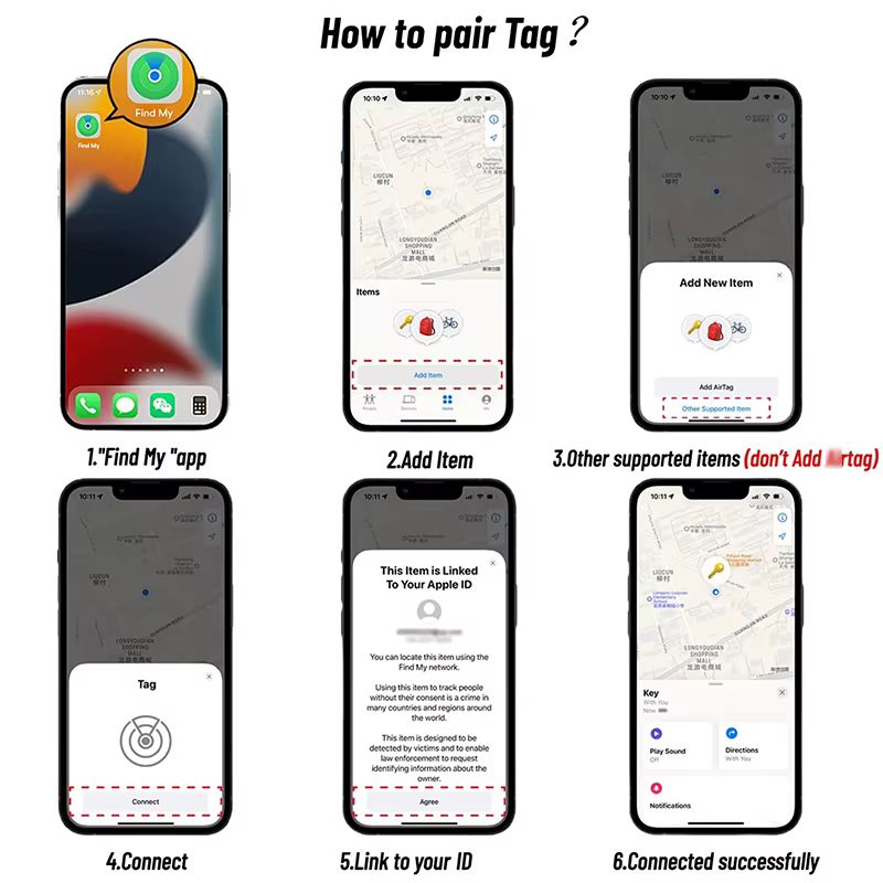 Nouveau traceur GPS Anti-perte, MINI localisateur carré noir pour utilisation antivol Mobile en conjonction avec système iOS, trouver mon application