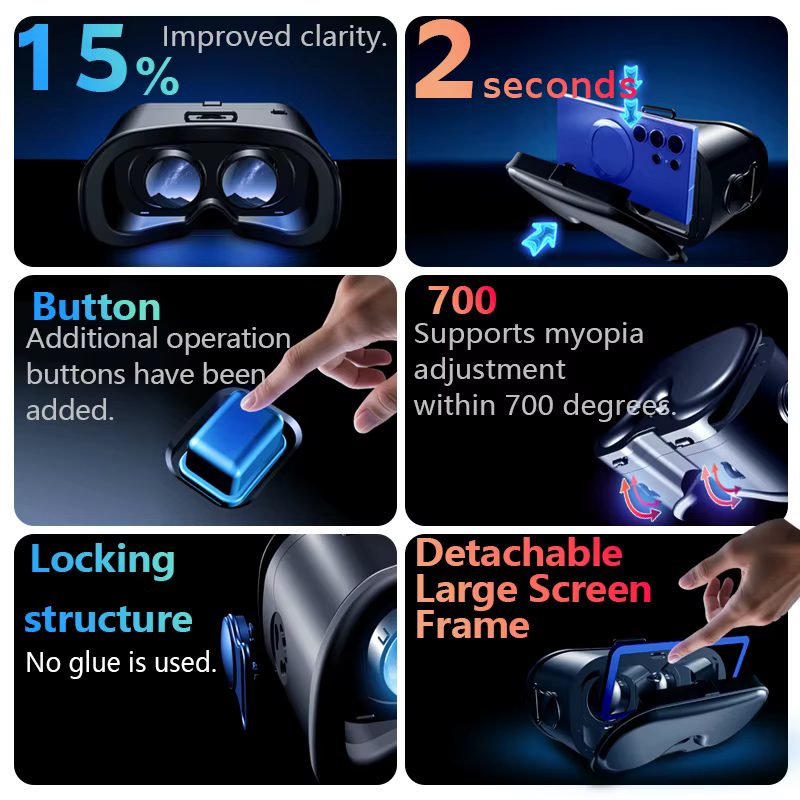 Casque de réalité virtuelle 3D pour téléphone portable, lunettes VR, dispositifs de réalité augmentée, lentilles, lunettes intelligentes, smartphone, visionneuse de jeux mobiles, Viar