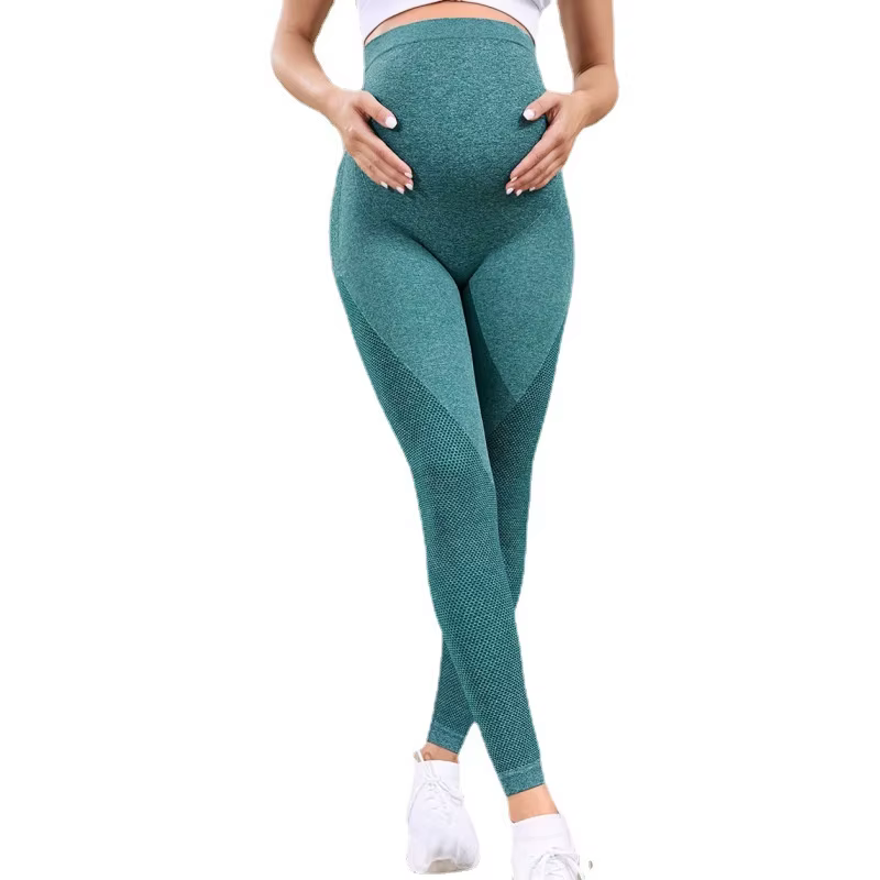 Femmes enceintes Leggings pantalons longs maternité sport gymnase taille haute pantalon ventre soutien maigre
