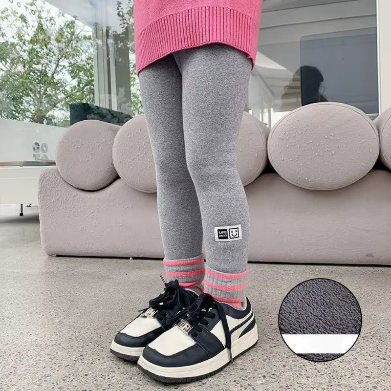 Pantalon en polaire pour filles, collant thermique chaud pour l'hiver et l'automne, vêtement d'extérieur décontracté et tendance, leggings mignons pour bébés et tout-petits, couleur unie