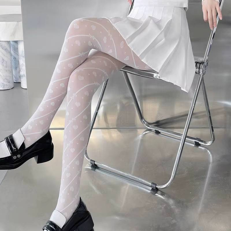 Collants noirs et blancs en soie pour femmes, Sexy et doux