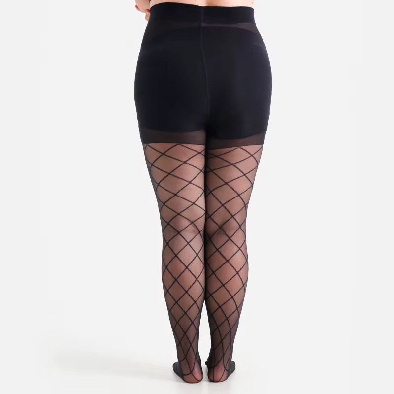 Mode femmes grande taille 4XL 20 Denier diamant Jacquard collants transparents
