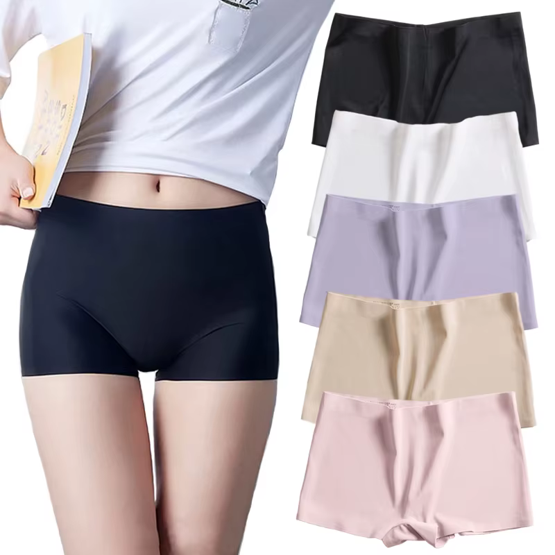2026 femmes Boyshort culottes sécurité courte été glace soie sans couture culotte sous-vêtements noir nu Boxer slips femme sous-vêtement