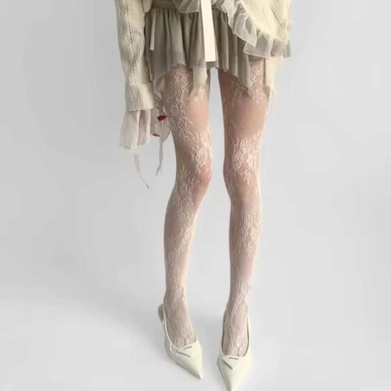 Nouveauté 2025 Collants pour femme sexy en dentelle florale