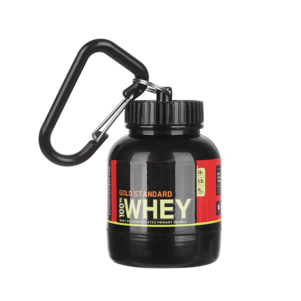 Bouteille portable pour protéines en poudre avec porte-clés, entonnoir de santé, boîte à médicaments, mini-gobelet, conteneur de camping extérieur