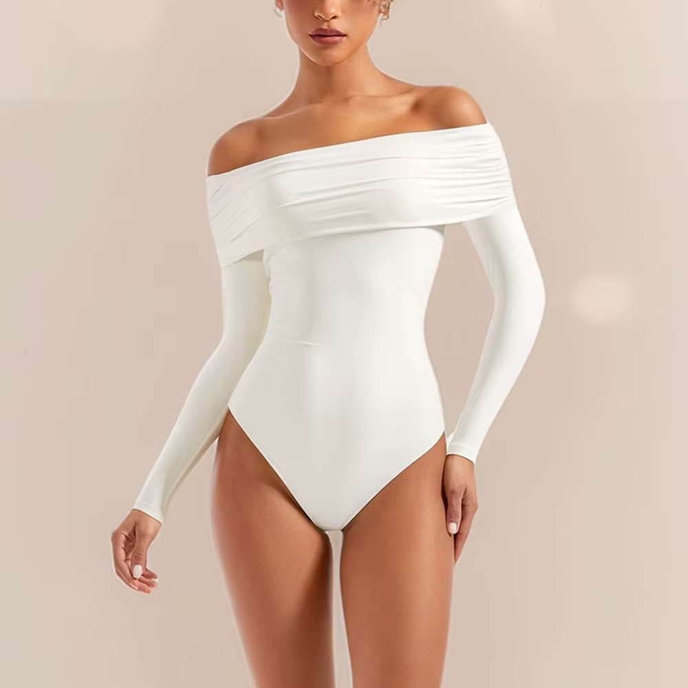Body chemisier basique à manches longues pour femme