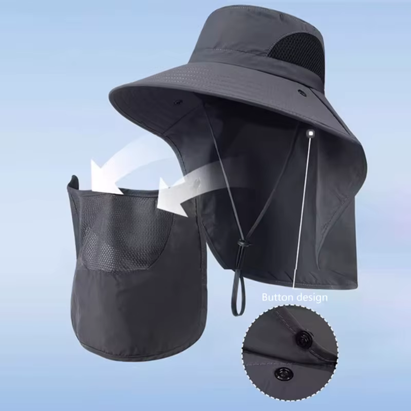 Chapeaux de soleil d'été Protection UV casquette de pêche de chasse en plein air pour hommes femmes randonnée Camping visière seau chapeau cou rabat chapeau de pêcheur