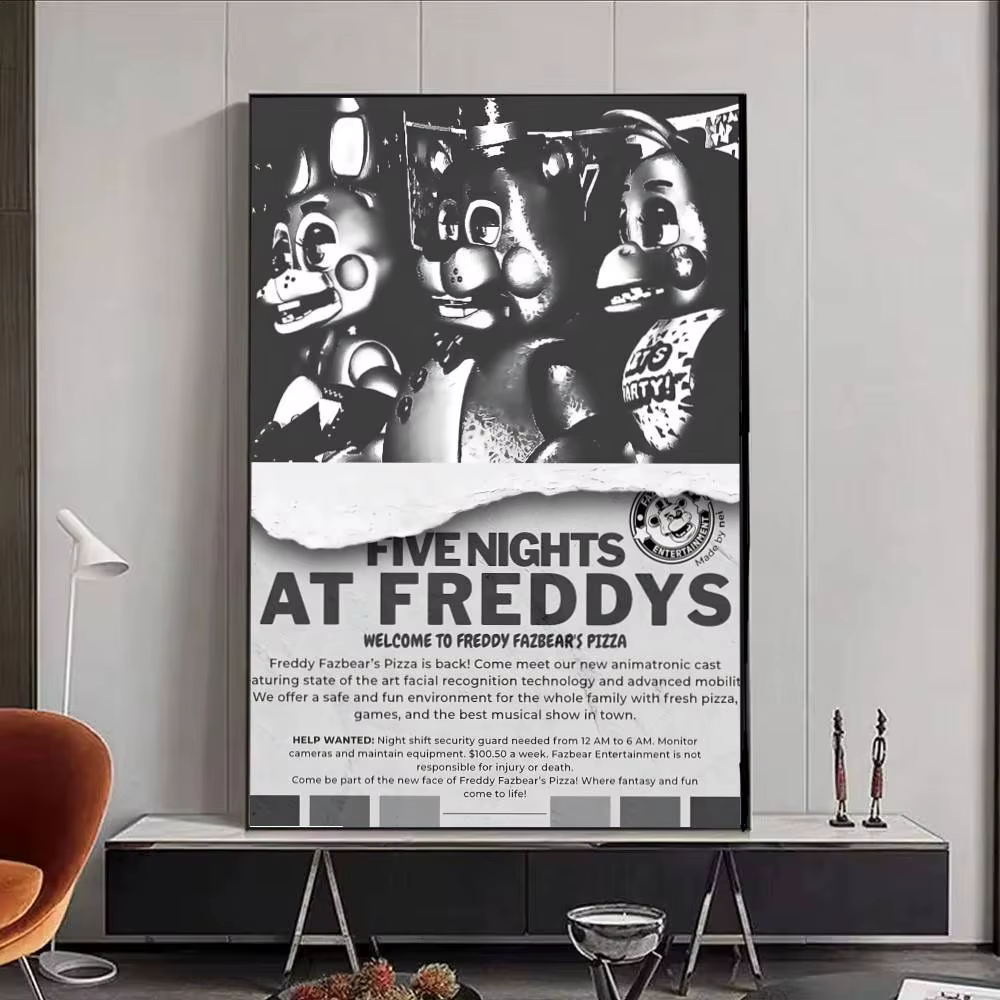 1pc Game Fnaf Five-nights-At-Freddys Classic Posters Fancy Wall Sticker for Living Room Bar Decoration Wall Decor