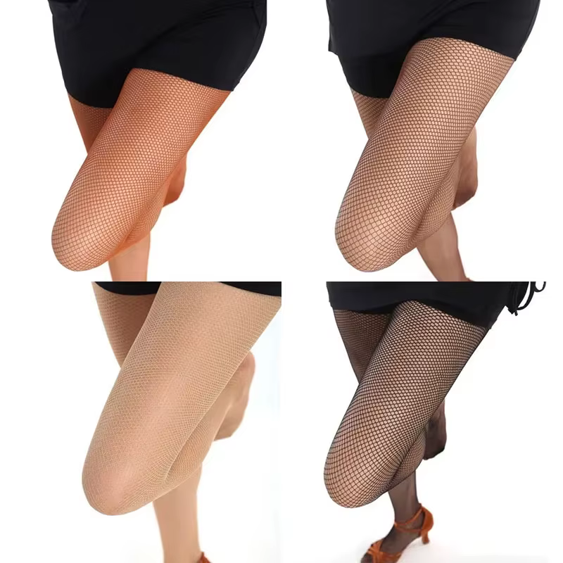 Collants résille grande taille femmes professionnel renforcé entrejambe et orteil danse latine