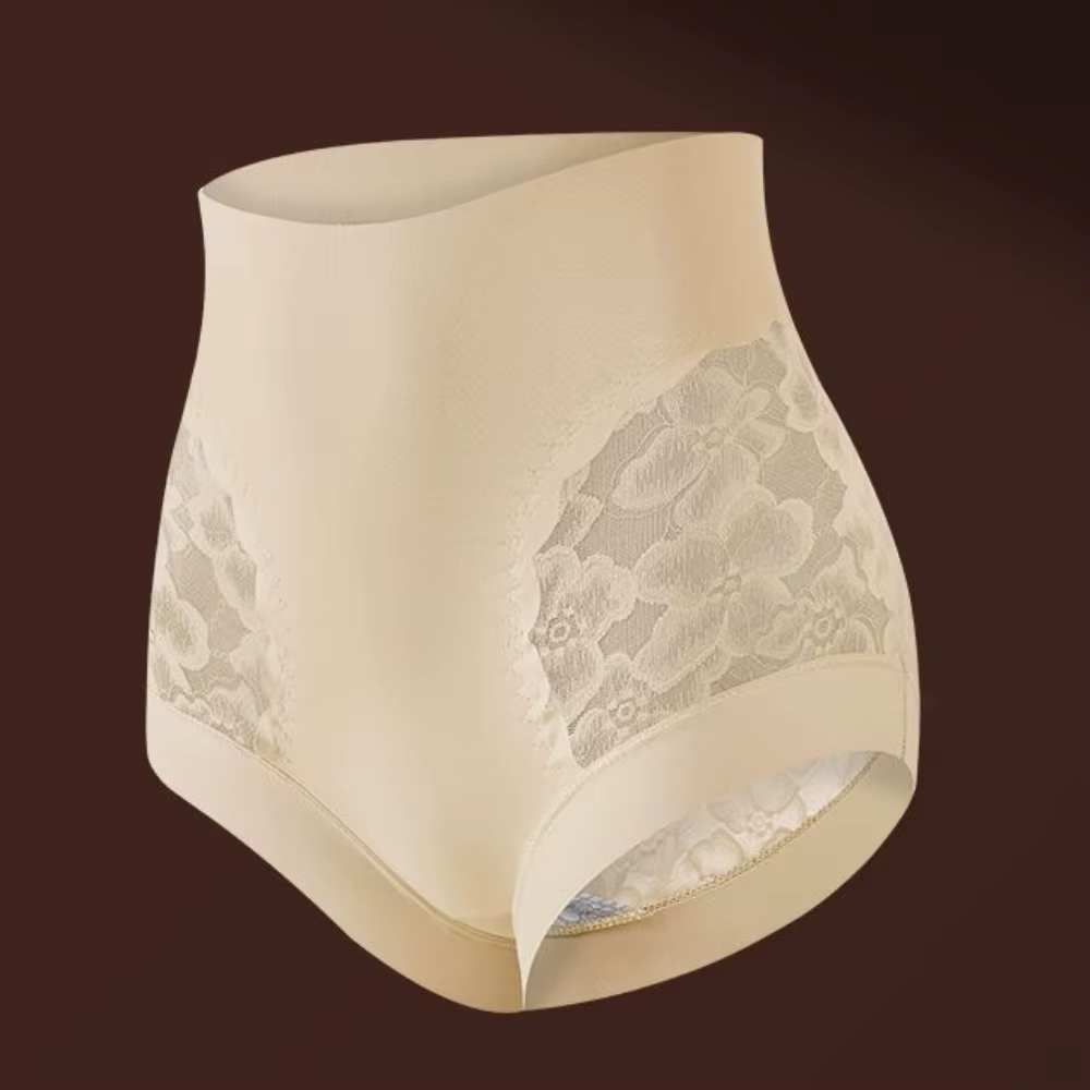 Culotte gainante post-partum taille haute sans couture avec fleurs en dentelle
