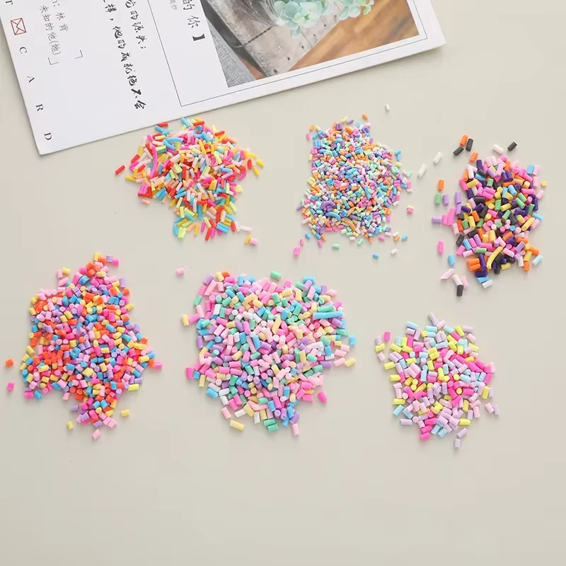 Mélange coloré de tranches d'argile polymère cylindrique, 10 g/lot, saupoudrage pour l'argile de remplissage de Slime, artisanat en cristal, petit accessoire en plastique