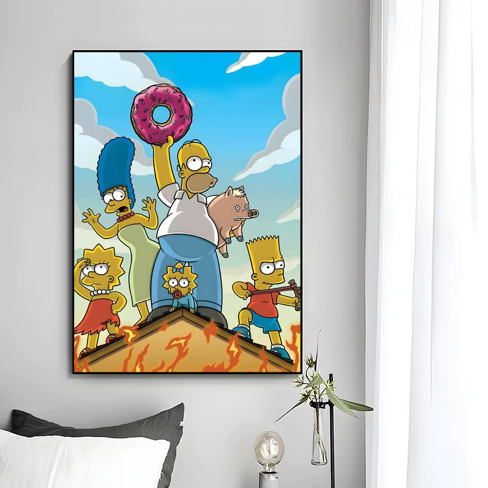 Affiche d'art mural de dessin animé The S-Simpsons, impression d'affiche décorative, décoration murale, décoration de la maison, cadeau, sans cadre