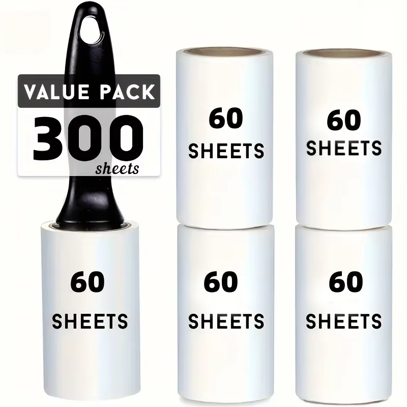 Rouleau à peluches extra collant pour épilation des poils d'animaux, 60 feuilles/rouleau, idéal pour les propriétaires de chiens et de chats, parfait pour le nettoyage des vêtements et des meubles